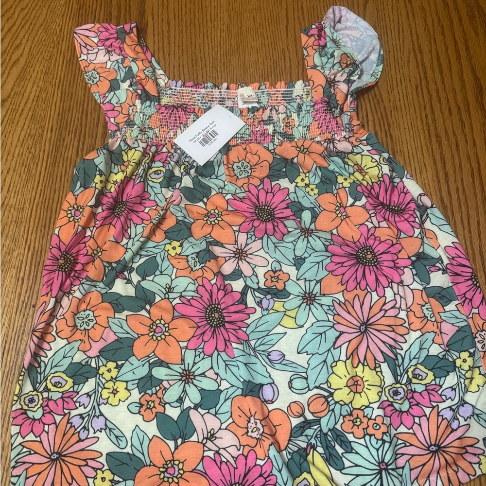 7th Ray Floral Tank Top - Pink, Orange, Green
